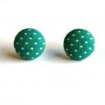 Green And White Polka Dot Earrings