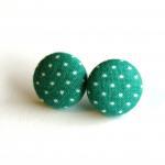 Green And White Polka Dot Earrings