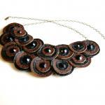 Black And Brown Leather Bib Necklace