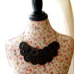Black And Brown Leather Bib Necklace