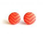 Orange Zigzag Button Covered Earrings