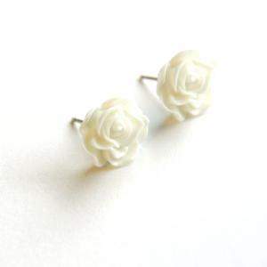 White Flower Post Earrings, Summer Flower Earrings