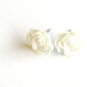 White Flower Post Earrings, Summer Flower Earrings