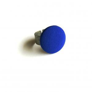Royal Blue Fabric Button Adjustable Ring