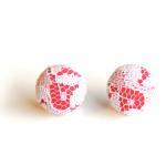 Pink And White Lace Stud Earrings
