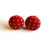 Red And White Polka Dot Button Studs