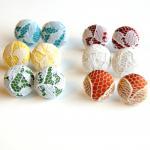 Fabric And Lace Button Stud Earrings - Set Of Six