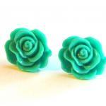 Turquoise Green Flower Stud Earrings