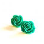 Turquoise Green Flower Stud Earrings