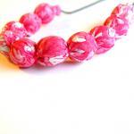 Pretty In Pink Fabric Beaded Necklace
