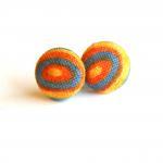 Fabric Circle Stud Earrings - Small