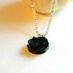 Black Flower Pendant Necklace