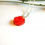Red Flower Pendant Necklace - More Colors..