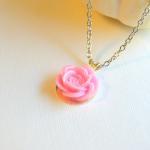 Pink Flower Cabochon Necklace - More Colors..
