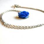 Blue Cabochon Flower Necklace - More Colors..
