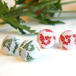 Holiday Gift Set - Fabric Button Earrings