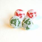 Holiday Gift Set - Fabric Button Earrings