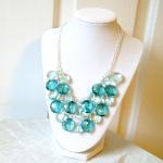 Teal Beaded Chain Dangle Necklace