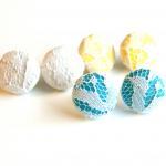 Spring Fabric Covered Button Earring Set