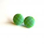 Mixed Greens Fabric Button Earrings
