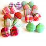 Plaid Fabric Button Earrings Set - Pick Your Pairs..