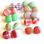 Plaid Fabric Covered Button Earrings - Set Of Six