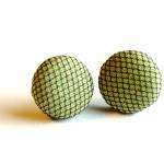 Light Green And Black Tulle Button Earrings