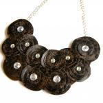 Chocolate Brown Faux Leather Bib Necklace