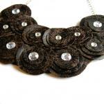 Chocolate Brown Faux Leather Bib Necklace