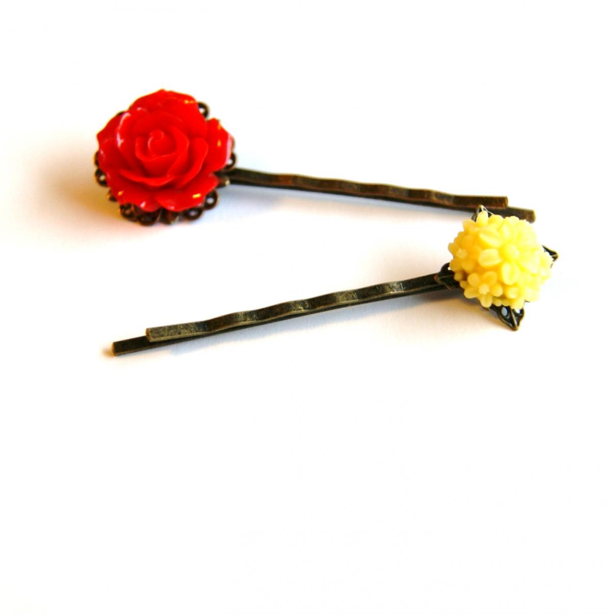 Vintage Inspired Flower Bobby Pins, Set Of Two