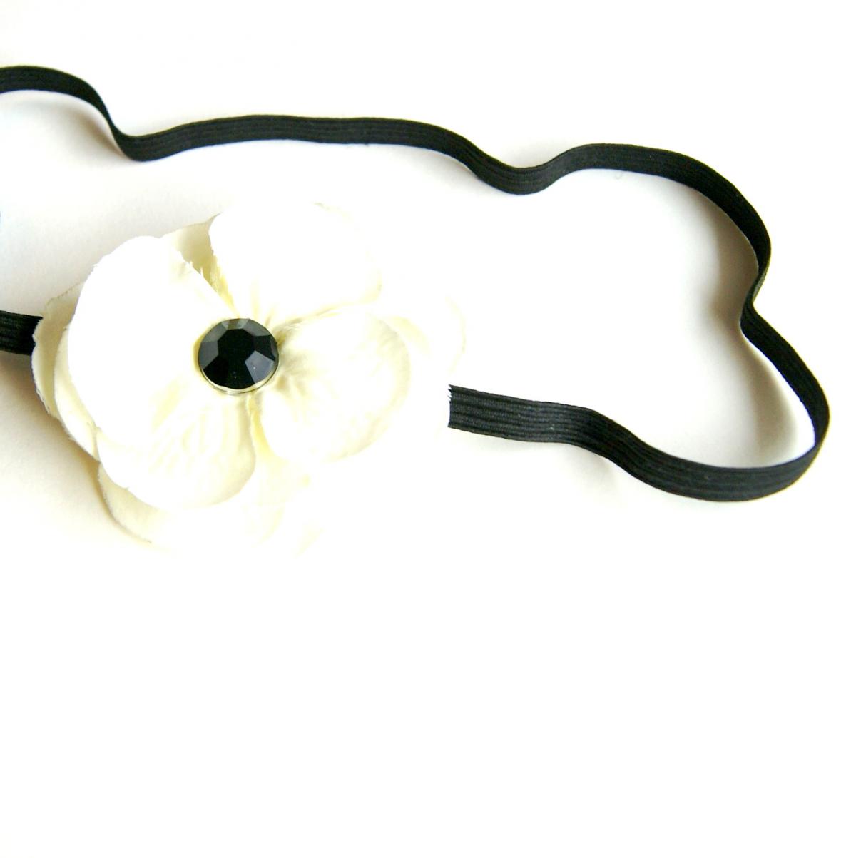 Black And White Flower Headband on Luulla