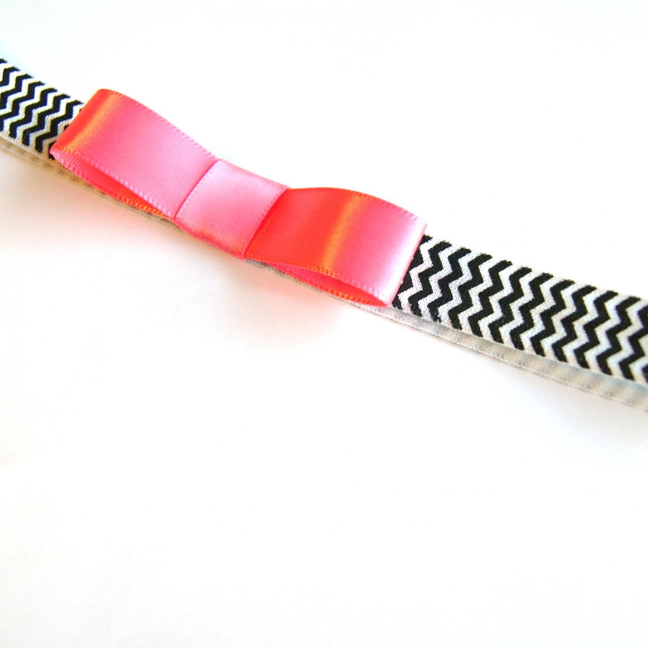 Pink Ribbon Chevron Headband