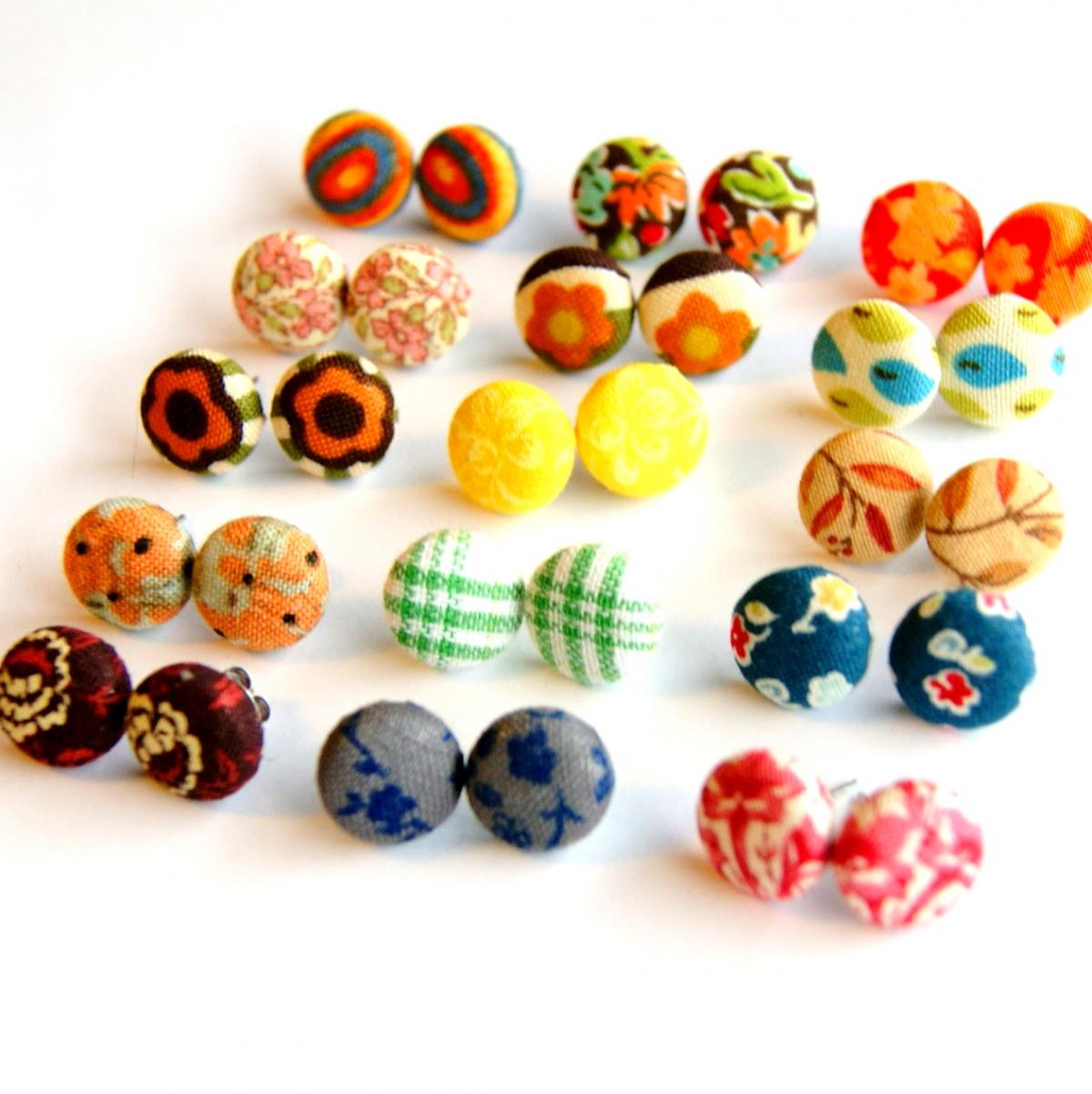 Design Your Own Fabric Stud Earrings - Set Of Three