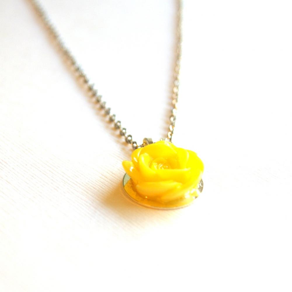 Yellow Cabochon Flower Necklace - More Colors Available