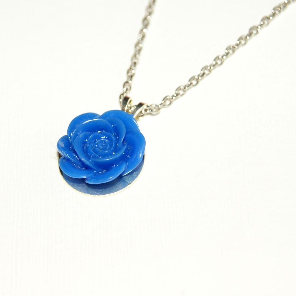 Blue Cabochon Flower Necklace - More Colors Available