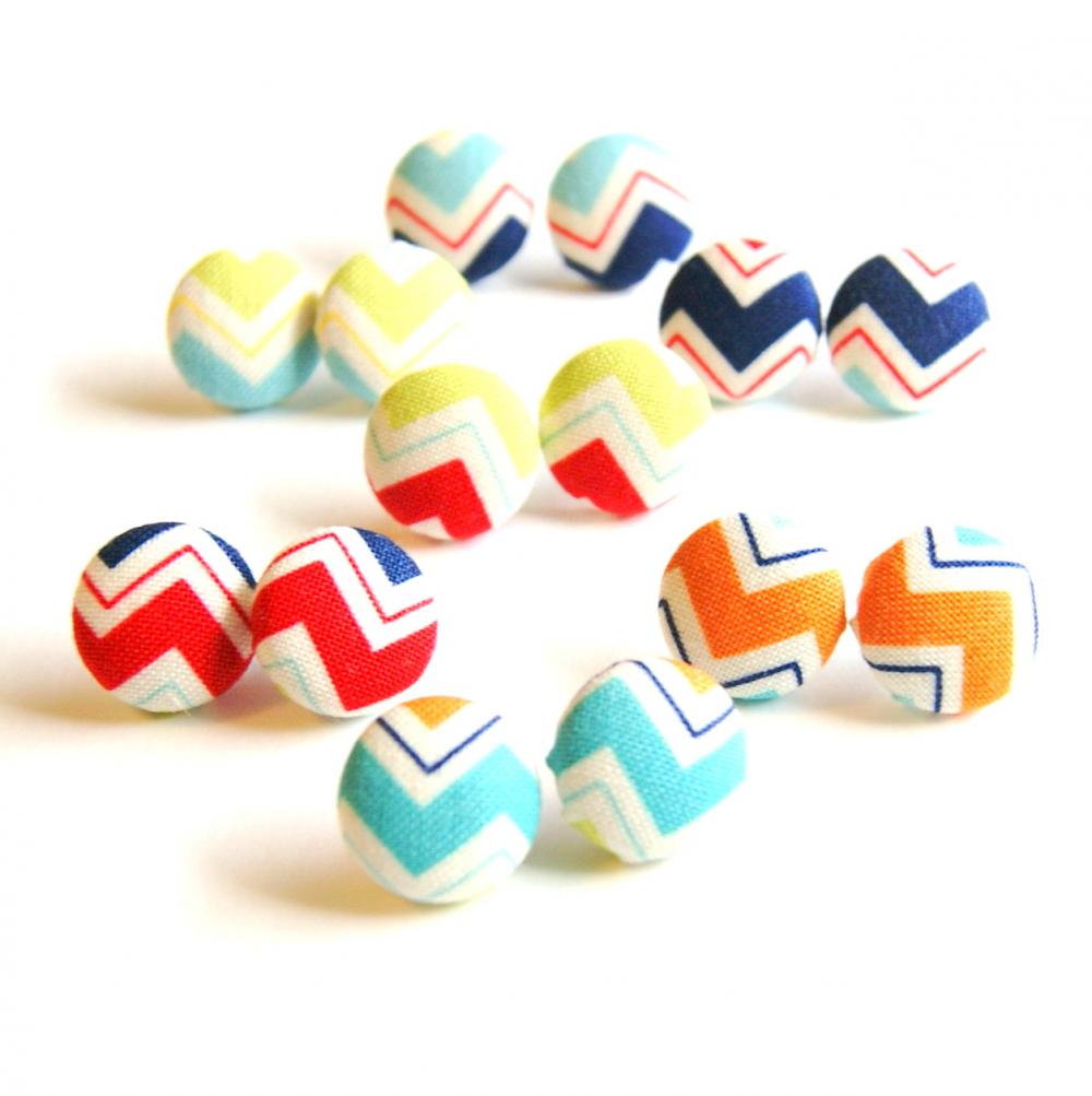 Chevron Button Covered Stud Earrings Set - Make Your Own