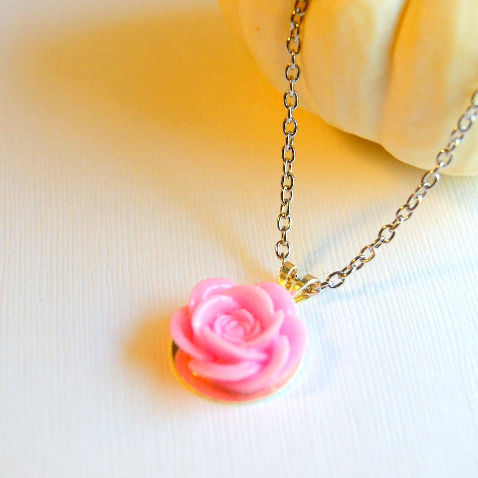 Pink Flower Cabochon Necklace - More Colors Available on Luulla